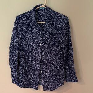 J. McLaughlin Navy Patterned Blouse
